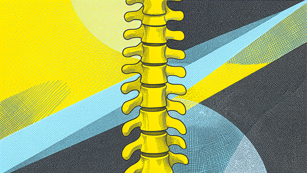 Editorial illustration of a spine depicted with organic forms and warm healing tones — representing a chiropractic blog post about back pain